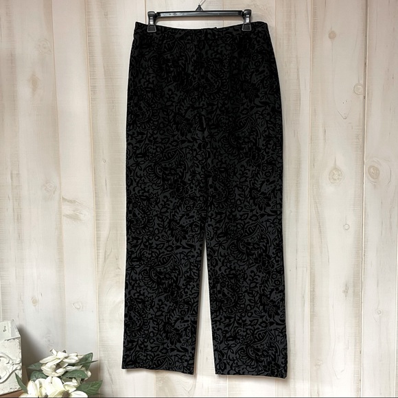 Talbots Pants - Talbots Black Brocade Velvet Floral Cotton Pants Sz 10